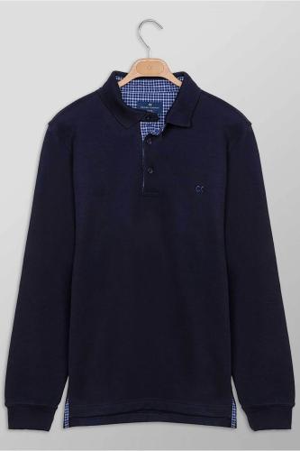 Oxford Company ανδρική πόλο μπλούζα με κεντημένο λογότυπο Regular Fit - P210-PU50.02 Μπλε Σκούρο